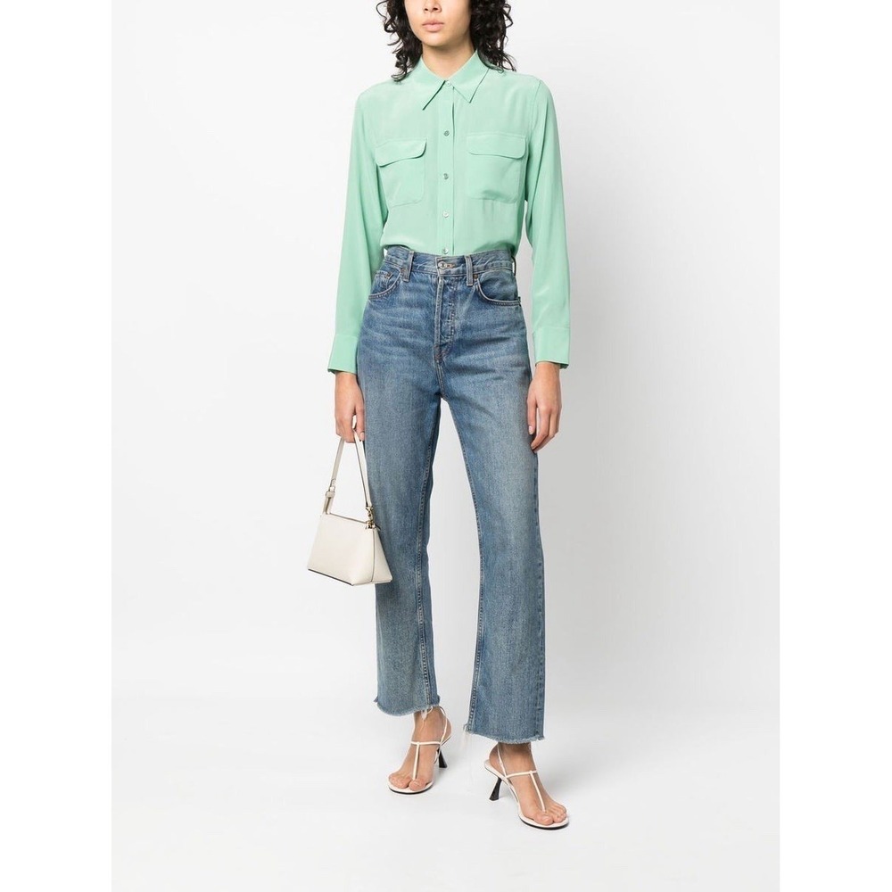 Equipment Femme Medium Slim Signature 100% Silk Button Shirt Blouse Mint Green